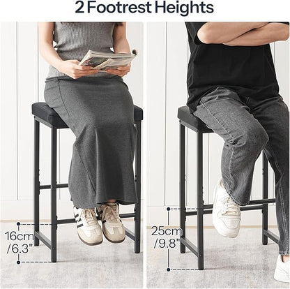 HOOBRO Bar Stools,25.4" Saddle Stools with PU Upholstery, Counter Height Stools with Footrest, Kitchen Breakfast Chairs, for Dining Room, Cafe, Bar, Brown and Black CB23BY01