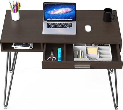 SHW Home Office Computer Hairpin Leg Desk with Drawer