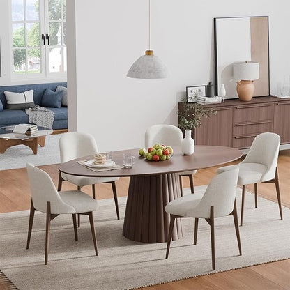 Casaphoria 67" Oval Dining Table, Modern Wood Kitchen Table with Cone Shaped Strip Convex Base for Living Room & Dining Room, Easy Assembly Farmhouse Furniture for 4-6, Walnut