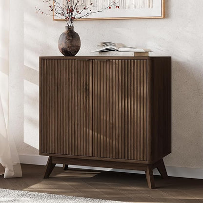 Buffet Cabinet with Storage, Fluted Multifunctional Storage Cabinet with 2 Doors, Sideboard Cabinet with Doors Modern Buffet Table Accent Coffee Bar Console Table,fluted buffet cabinet