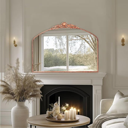G-LEAF Vintage Baroque Mirror 40"X30",Victorian Antique Farmhouse Mirror for Fireplace Living Room