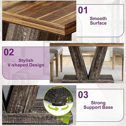 47" Dining Table, Wooden Kitchen Dinner Table Heavy Duty, Farmhouse Table for Dining Room, Living Room Space Saving, Black