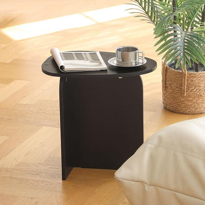 AWASEN Black Side Table, Small Triangle End Table Living Room, Modern Accent Table with Unique Tabletop, Mini Bedside Table for Small Spaces, Black