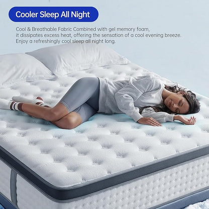 Queen Mattress,12 Inch Size Mattresses in a Box,Memory Foam Hybrid Mattress, Individual Pocket Spring for Motion Isolation &Zoned Support & Pressure Relief,Medium Firm (Queen, 12, Inches)