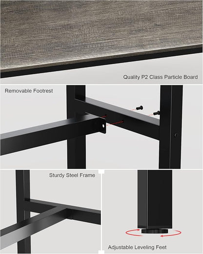 Teraves Bar Table, Bar Height Pub Table, Counter Height Table with Sturdy Metal Frame, Rectangular High Top Table for Kitchen & Dining, Living Room (55.11", Black Oak)