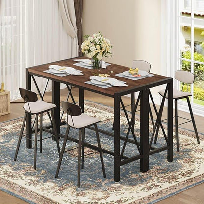 BON AUGURE Bar Table, 55 in Counter Height Pub Tables, Rectangular Tall Behind Couch Sofa Table, High Top Wood Console Tables for Home, Living Room, Kitchen (Rustic Oak, 36.6)