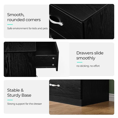 LINSY HOME 9 Drawer Dresser for Bedroom, 54" Wide Chest of Drawers, Modern TV Stand Dressers with Wood Frame and Metal Handles, Large Drawer Organizer for Bedroom, Living Room, Black