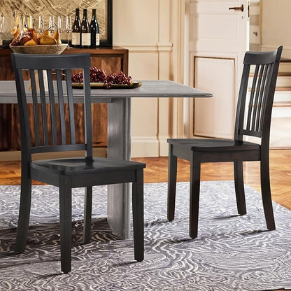 COLAMY Wooden Dining Room Chairs Set of 2, Spindle High Back Windsor Kitchen Side Chair, Farmhouse Dining Chairs for Kitchen, Dining Room, Dark Brown