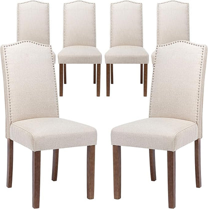 Stylish Upholstered Parsons Dining Chair with Nailhead Trim and Sturdy Solid Wood Legs