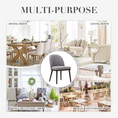 COLAMY Upholstered Dining Chairs Set of 4, Wooden Kitchen Chairs with Open Back, Modern Dining Room Chairs with Wood Frame, Dinner Side Chairs for Dining Room Kitchen Restaurant, Light Grey