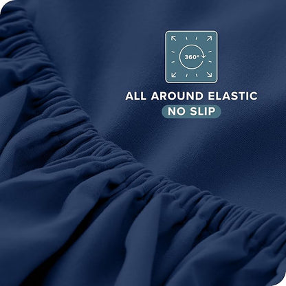 Bare Home Twin XL Sheet Set - College Dorm Size - Luxury 1800 Ultra-Soft Microfiber Twin Extra Long Bed Sheets - Deep Pockets - Easy Fit - Extra Soft - 3 Piece Set - Bed Sheets (Twin XL, Dark Blue)