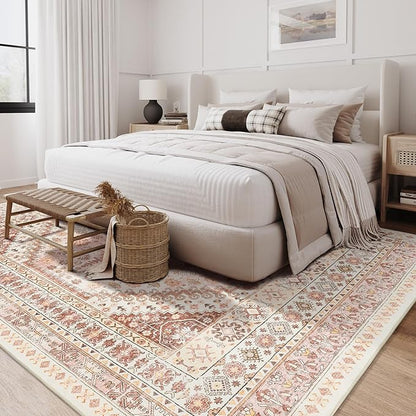 zesthome 5x7 Area Rugs - Ultra-Thin Washble Rug, Stain Resistant Anti Slip Backing Rugs for Living Room,Bedroom, Vintage Home Decor Area Rug