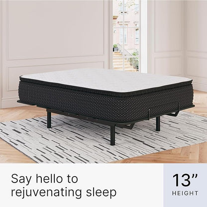 Signature Design by Ashley Limited Edition Pillow Top 13 " Pillow Top Hybrid Mattress with Gel Memory Foam and Edge Support for Cool Sleep and Pressure Relief, California King, Fiberglass Free