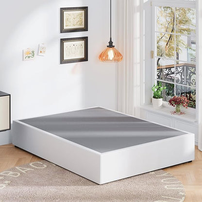 16 Inch Queen Bed Frame with White Skirt Cover, Metal Bed Frame Queen Size with Storage, No Box Spring Needed, Heavy Duty, Easy Assembly, Noise Free, Mattress Foundation