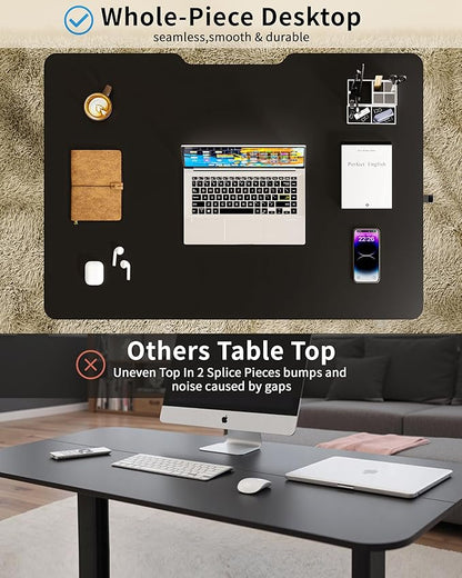 Okin Small Electric Standing Desk, 36" x 24" Whole Piece Height Adjustable Desk, Black Sit to Stand Desks Computer Workstation with Wheels for Home Office