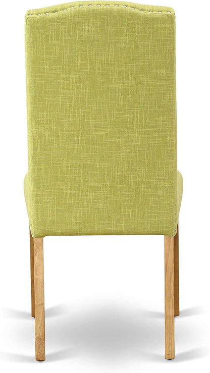 East West Furniture CAEN5-OAK-07 5 Piece Modern Dining Table Set Includes a Rectangle Wooden Table and 4 Limelight Linen Fabric Upholstered Parson Chairs, 36x60 Inch, Oak