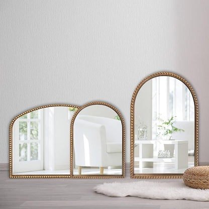 ironsmithn Gold Arched Mirror, 24"x40" Beaded Frame Arch Mirrors, Marlowe Decorative Accent Mirrors for Fireplace Bedroom Bathroom Living Room Entryway