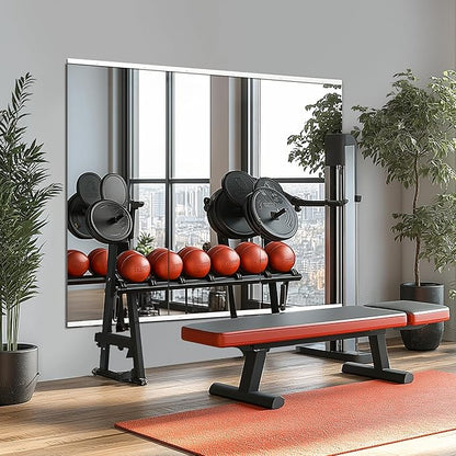 Home Gym Mirror for Wall,48x24x3PCS Full Length,Glass Frameless Body Large Mirror for Home Gym,Workout,Bedroom,Garage(Silver)