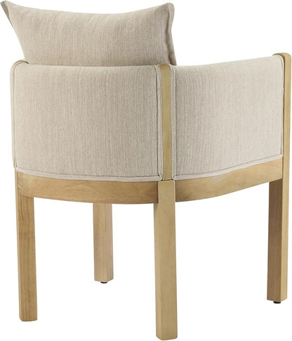 Christopher Knight Home Lucid Linen Upholstered Dining Chairs Set of 2, Rubber Wood Dining Room Chairs, Modern Armchair, Extra Seating for Dining Room, Versatile Indoor Furniture, Beige + Natural