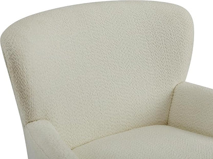 Christopher Knight Home Colby Boucle Upholstered Club Chair, Living Room Accent Chair, Wooden Frame, Flared Armrest, Plush Thick Cushion, Reading Lounge Chair, Space-Saving Furniture, Off-White+Black