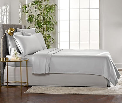 King Sheets by Pure Bamboo, Genuine 100% Organic Viscose Derived from Bamboo Bed Sheet Set, Luxuriously Soft & Cooling, Double Stitching, Lifetime Quality Promise (King, Silver Pearl)
