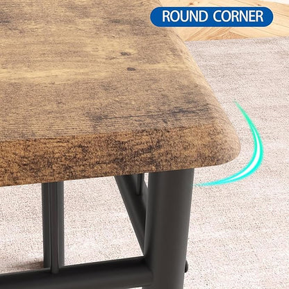 IDEALHOUSE Dining Table Set for 4, 5 Piece Dining Table Set with 4 Upholstered Chairs, Rectangular Dining Room Table Set of 4 for Small Space, Apartment, Retro Brown
