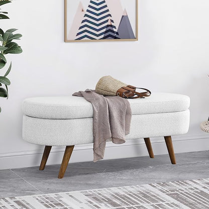 NicBex Ottoman Bench with Storage for Bedroom, 43.5" Upholstered End of Bed Bench with Rubber Wood Legs, Linen Storage Bench for Living Room or Entryway,