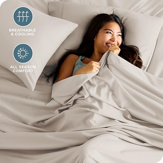 Bare Home Queen Sheet Set - Luxury 1800 Ultra-Soft Microfiber Bed Sheets - Double Brushed - Deep Pockets - Easy Fit - 4 Piece Set - Bedding Sheets & Pillowcases (Queen, Wheat)