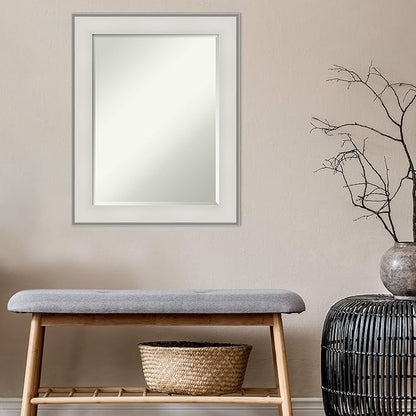 Amanti Art White Bathroom Mirror for Over Sink, 29x23 Imperial White Rectangle Vanity Mirror, Medium Traditional Frame, Hangs Horizonally and Vertically, Bathroom Wall Decor, Beveled Edge from WI, USA