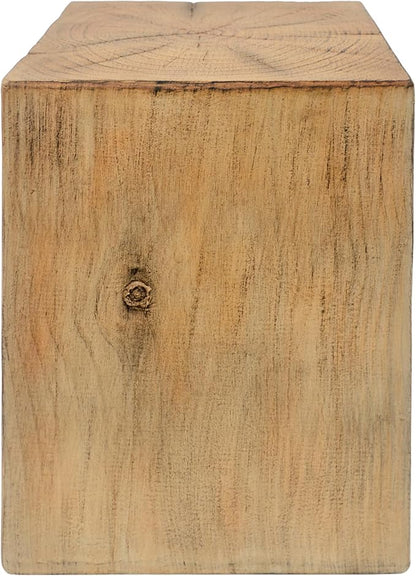 Christopher Knight Home Bard 18" Square Living Room Side Table, Wood-Like Distressed Finish End Table, Decorative Accent Table for Indoor Outdoor Usage, Space Saving Furniture, Natural