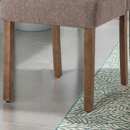 Stylish Upholstered Parsons Dining Chair Kitchen with Silver Nailhead Trim and Sturdy Solid Wood Legs
