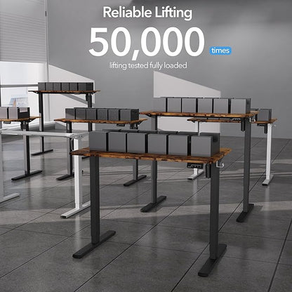 Electric Standing Desk Adjustable Height, 32x20 Inches Sit Stand up Desktop for Home Office, Ergonomic Rising Computer Table with Memory Preset, Rustic Brown