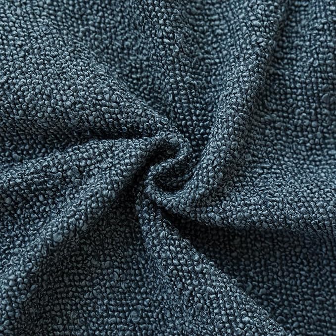 Foindtower Set of 2, Decorative Textured Boucle Throw Pillow Covers Accent Solid Pillow Cases Neutral Couch Cushion Case for Chair Sofa Bedroom Living Room Home Decor 26x26 Inch Dark Blue