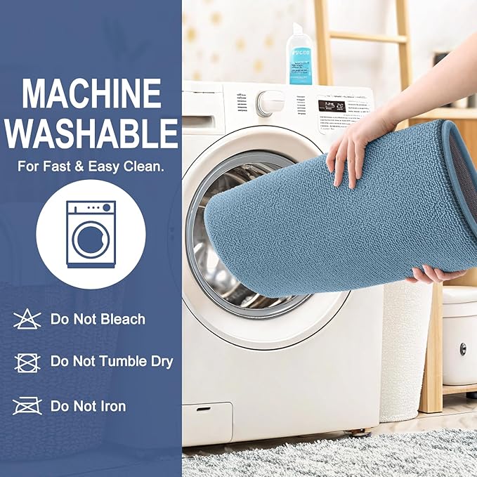 OLANLY Thick Memory Foam Bath Mat Rug 59x20, Extra Soft Absorbent Bathroom Rug, Quick Dry Bath Mats, Non-Slip, Machine Washable Carpet for Bathroom, Tub and Shower, Home Decor Accessories, Airy Blue