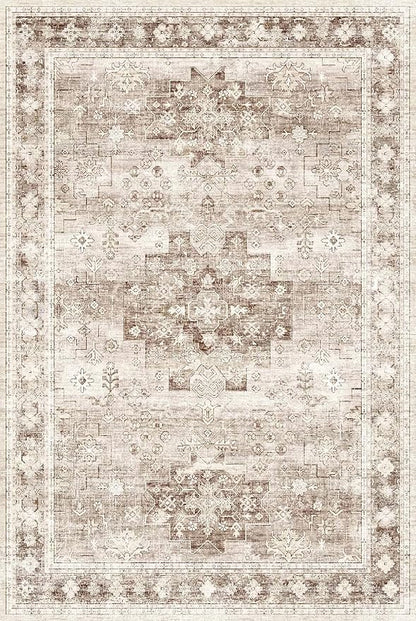 Boho Bathroom Rugs - Washable Non-Slip Soft Low Pile Area Rug for Entryway, Kitchen, and Indoor Spaces - Modern Farmhouse Design, Perfect for Boho Décor (2x3 Beige/Latte)