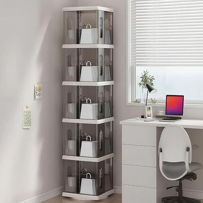 Rotating Bookshelf Tower, 360-Degree Rotating Bookshelves, Small Space Spinning Bookshelf, Revolving Bookcase Suitable for Bedrooms, Living Rooms, Studies and Offices (Grey,5Tier)