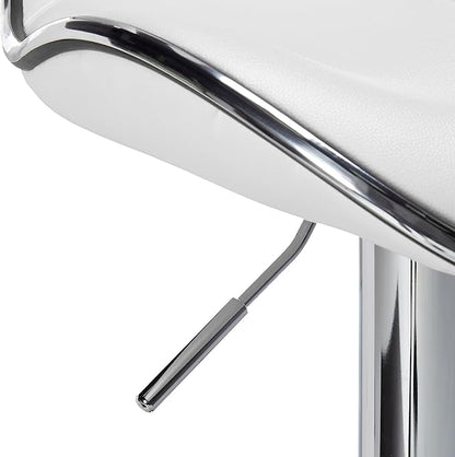 Roundhill Furniture Masaccio Cushioned Leatherette Upholstery Airlift Adjustable Swivel Barstool with Chrome Base, Set of 2, White