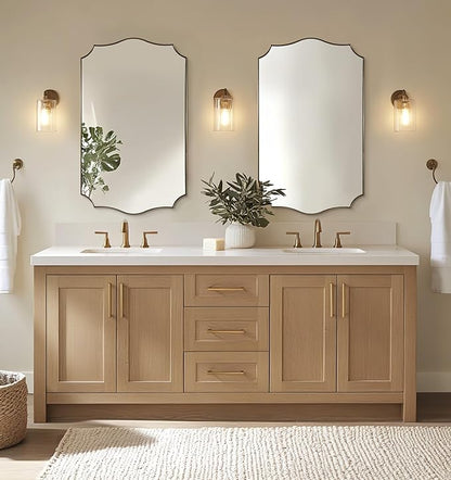 ANDY STAR 24x40 Inch Gold Mirror, Brushed Gold Bathroom Mirror, Antique Brass Rectangle Mirror, Large Wall Mirror Decorative for Bedroom, Living Room, Entryway, Wave Inspired Style