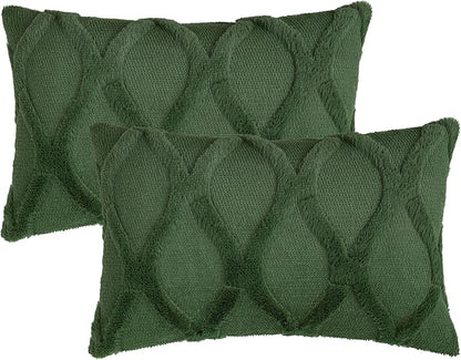 decorUhome Throw Pillow Covers 12x20 Inch Set of 2, Soft Plush Faux Fur Wool Lumbar Forest Elf Couch Pillow Covers, Decorative Neutral Pillow Cases for Bed Sofa Living Room Home Decor