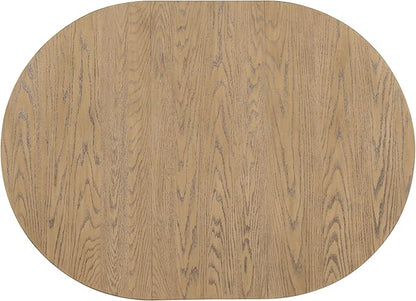 Farmhouse Style Expandable Round to Oval Dining Table with 16" Removable Leaf, Solid Wood Extendable Tabletop with Cross Trestle Legs, Space-Saving Kitchen-Tables for Home Apartment Restaurant