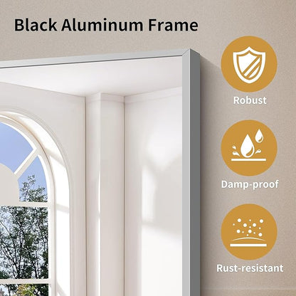 YIROMAN Bathroom Mirror 60"x30", Large Brushed Silver Bathroom Mirror for Over Sink with Aluminum Frame, Rectangular Vanity Mirror with Right Angle, Wall Mirror Hangs Horizontal or Vertical