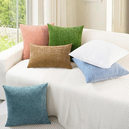 CaliTime Throw Pillow Covers Decorative 26 X 26 Inches Pack of 2 Cozy Chenille Cushion Cases for Couch Sofa Bed Living Room Home Smoke Blue