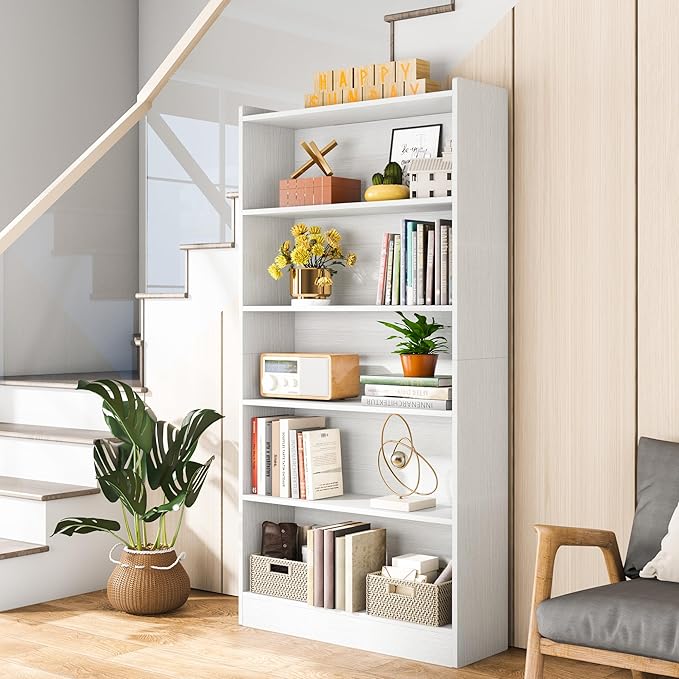 Tribesigns 72-inch Tall Bookcase, Modern 6-Tier White Library Bookshelf with Storage Shelves, Large Open Bookcases Wood Display Shelving Unit for Bedroom Living Room Office