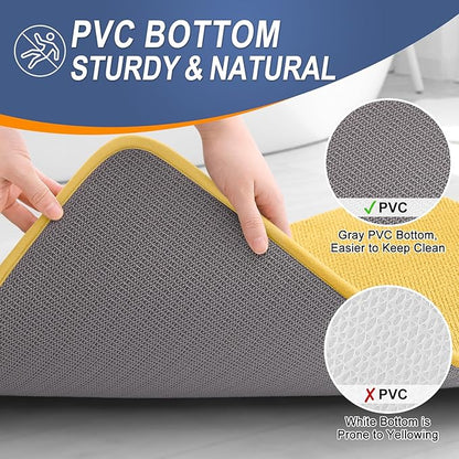 OLANLY Thick Memory Foam Bath Mat Rug 24x16, Extra Soft Absorbent Bathroom Rug, Quick Dry Bath Mats, Non-Slip, Machine Washable Carpet for Bathroom, Tub and Shower, Home Decor Accessories, Yellow