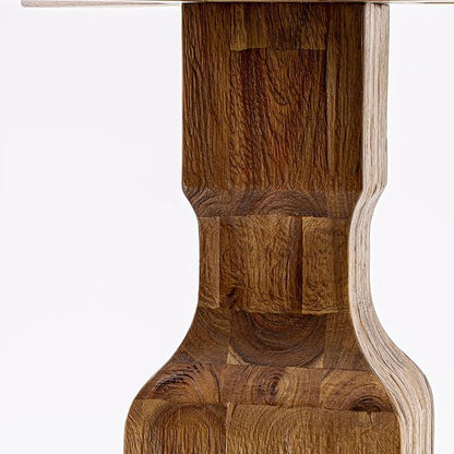 F3SI7-50N-04 7-Pc Kitchen Table Set consists of a Pedestal Table and 6 Light Tan Polyester Padded Chairs with Button Tufted- Antique Walnut