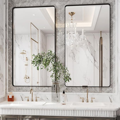 Black Mirror for bathroom30x55 inch,Black Frame Mirror,Bathroom Mirrors for Over Sink,Mirrors for Wall,Restroom Mirrors for Wall
