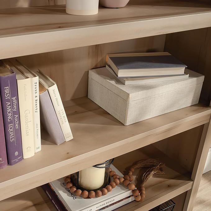 Sauder 5 Tier Book Shelf Wooden Bookcase Multipurpose Bookshelf for Home Office, Living Room, in Pacific Maple