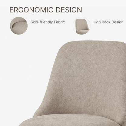 Swivel Dining Chair Mid Century Modern DeskChair High Back Upholstered Linen Fabric SideChair for Kitchen Diningroom Bedroom,Khaki,2 Box