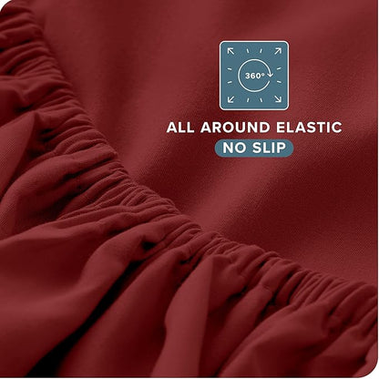 Bare Home Full Extra Long Sheet Set - 1800 Ultra-Soft Microfiber Full XL Bed Sheets - Double Brushed - Deep Pockets - Easy Fit - 4 Piece Set - Bed Sheets (Full XL, Rosewood)