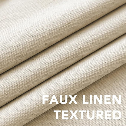 H.VERSAILTEX Linen Blackout Curtains Durable Thick Textured Linen Look 100% Blackout Patio Door Curtain Anti Rust Grommet Extra Wide Sliding Door Curtain Panel, Bleached Sand, W100 x L84 inch